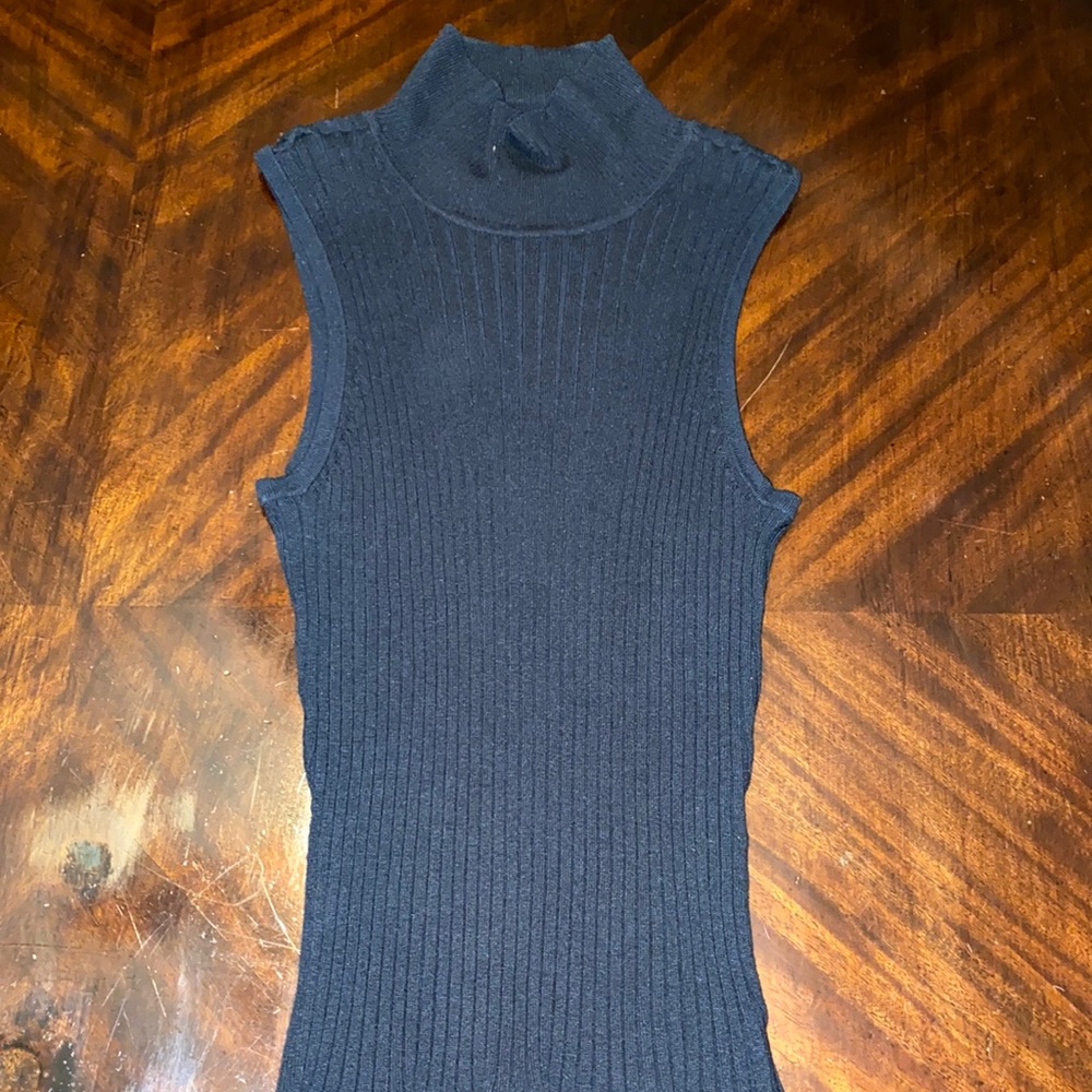 Sleeveless Ribbed Mock Neck Sweater